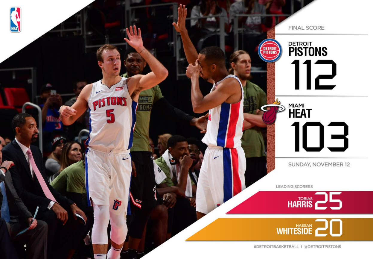 包含热火击败活塞，客场实现两连胜的词条